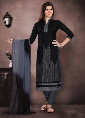 Black embroidered chanderi salwar with dupatta 1