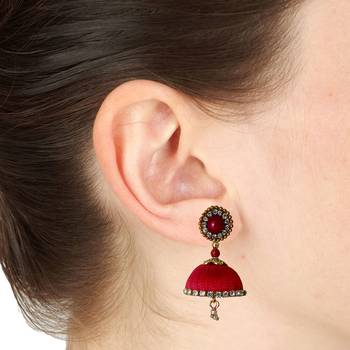 Handmae Silk Thread Red Dark Sky Blue and White Dangler Jhumka Earrings combo Set 3