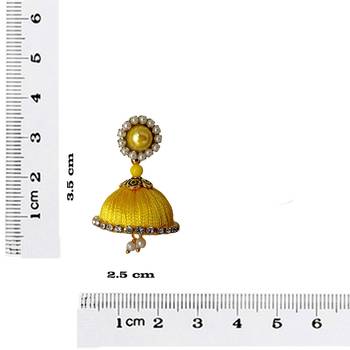Handmae Silk Thread Black and Yellow Dangler Jhumka Earrings combo Set 4