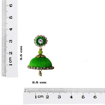 Handmae Silk Thread Lawn Green Black and Navy Blue Dangler Jhumka Earrings combo Set 4