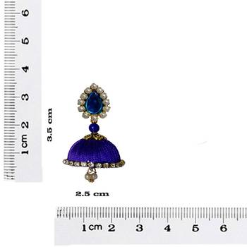 Handmae Silk Thread Leamon Yellow and Navy Blue Dangler Jhumka Earrings combo Set 4