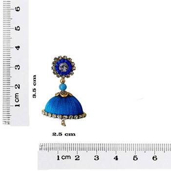 Handmae Silk Thread Black and Dark Sky Blue Dangler Jhumka Earrings combo Set 4