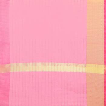 Pink Plain Cotton Saree With Blouse 5