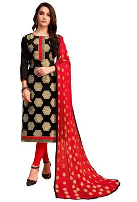 Black Woven Banarasi Silk Salwar With Dupatta 1