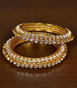 Gold Plated Kundan Stone Embellished Wedding Essential Bangles for Women