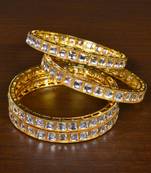 Gold Plated Kundan Stone Embellished Wedding Essential Designer Bangles for Women