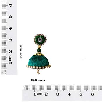 Handmae Silk Thread Lawn Green and Peacock Green Dangler Jhumka Earrings combo Set 2 4