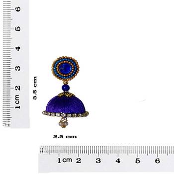 Handmae Silk Thread Magenta and Navy Blue Dangler Jhumka Earrings combo Set 1 4