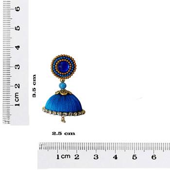 Handmae Silk Thread Metalic Brown and Dark Sky Blue Dangler Jhumka Earrings combo Set 4