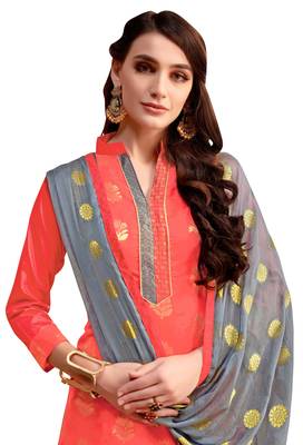 Peach Woven Banarasi Silk Salwar With Dupatta 2