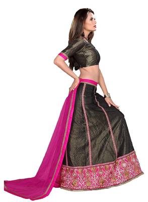 Black With Rani Color  Multi Emb With Heavy Border Work 1