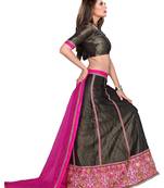 Black With Rani Color  Multi Emb With Heavy Border Work