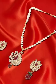 Pearl Peacock Necklace Set for Woman with Earrings