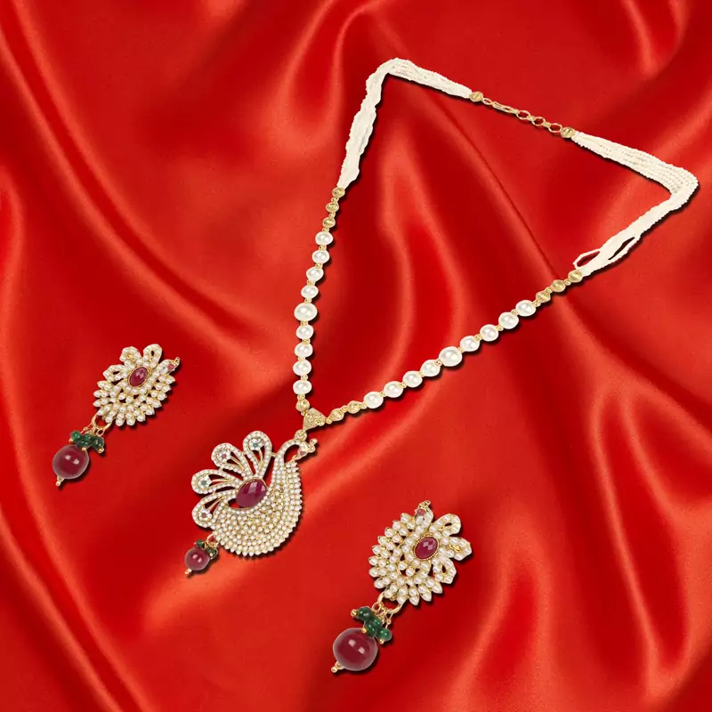 Pearl Peacock Necklace Set for Woman with Earrings