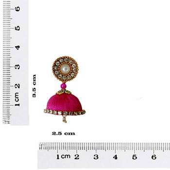 Handmae Silk Thread White Navy Blue and Magenta Dangler Jhumka Earrings combo Set 4