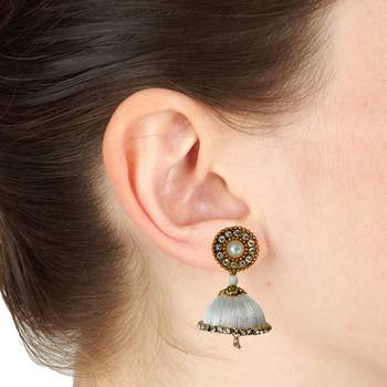 Handmae Silk Thread Pink and White Dangler Jhumka Earrings combo Set 4