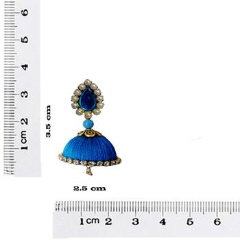 Handmae Silk Thread Pink and Dark Sky Blue Dangler Jhumka Earrings combo Set 1 4