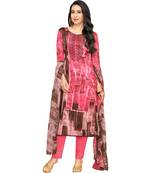Pink Satin Cotton Printed & Embroidered Unstitched Salwar Suit