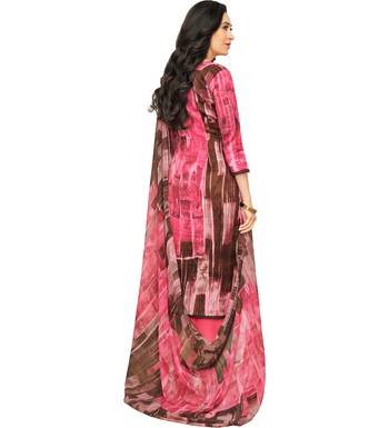 Pink Satin Cotton Printed & Embroidered Unstitched Salwar Suit 2