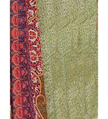 Green Satin Cotton Printed & Embroidered Unstitched Salwar Suit 6