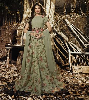 Green Embroidered Silk Salwar With Dupatta 1