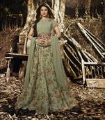 Green Embroidered Silk Salwar With Dupatta