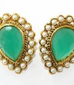 Antique Golden Green N White Pearls Tops