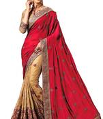 Trendmalls Pink embroidered silk saree with blouse 