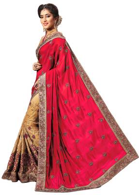 Trendmalls Pink embroidered silk saree with blouse  3