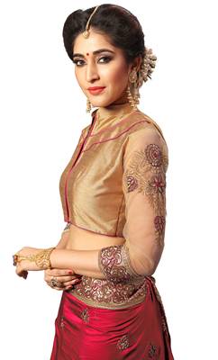 Trendmalls Pink embroidered silk saree with blouse  5