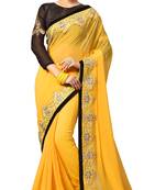 Yellow embroidered georgette saree with blouse