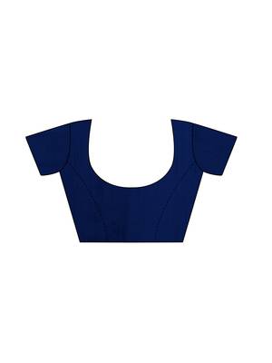 Navy-Blue Plain Art Silk Saree With Blouse 5