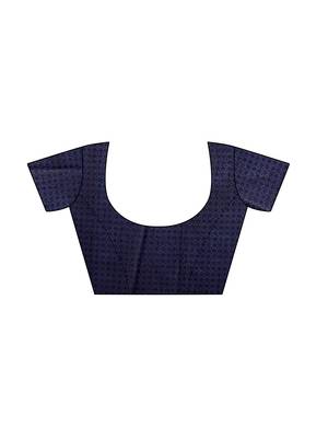 Navy Blue Plain Art Silk Saree With Blouse 5