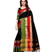 Black Woven Silk Blend Saree With Blouse