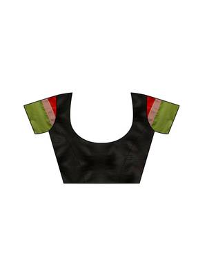 Black Woven Silk Blend Saree With Blouse 5