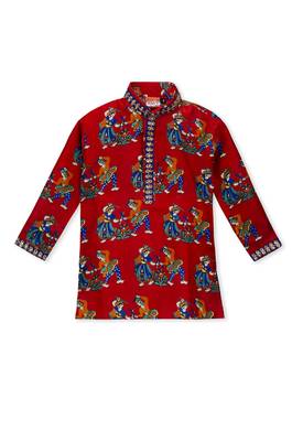 Red Dancing Dandia Kurta Pyjama For Boys 1