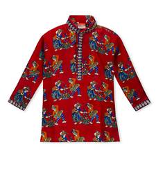 Red Dancing Dandia Kurta Pyjama For Boys