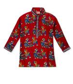 Red Dancing Dandia Kurta Pyjama For Boys
