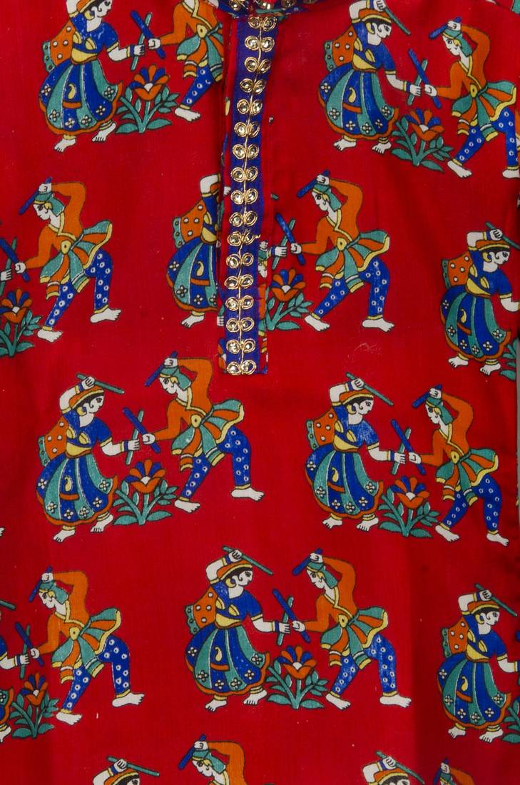 Red Dancing Dandia Kurta Pyjama For Boys