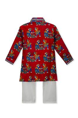 Red Dancing Dandia Kurta Pyjama For Boys 3