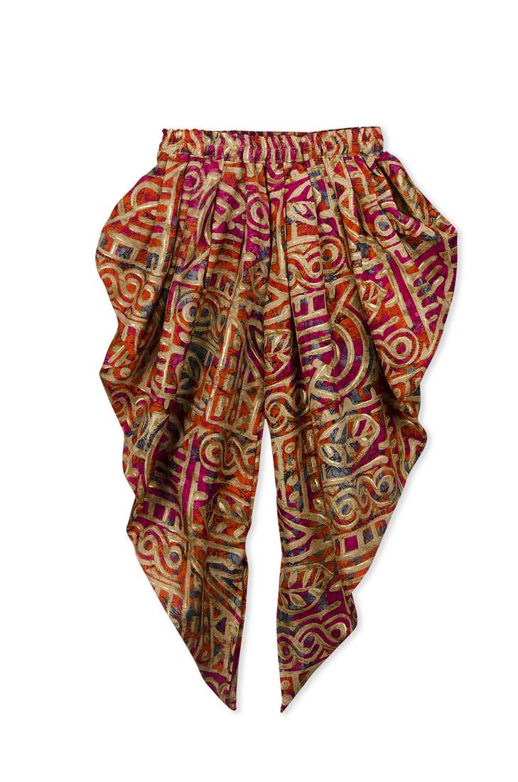 Rani Embroidered Art Silk Kids Dhoti With Angrakha Choli