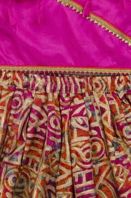 Rani Embroidered Art Silk Kids Dhoti With Angrakha Choli 5