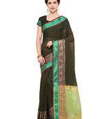 Green Woven Cotton Saree With Blouse
