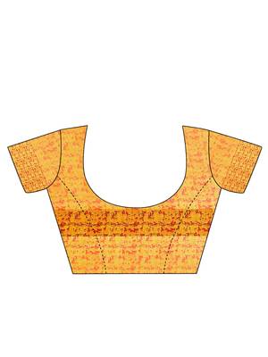 Off White Printed Chiffon Saree With Blouse 4