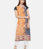 Sky-blue printed crepe kurti