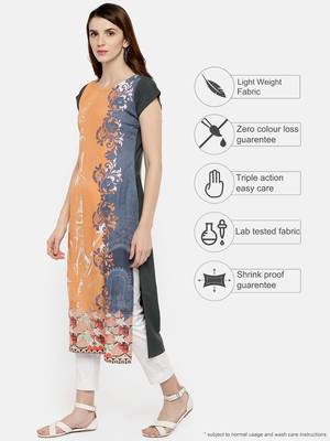 Sky-blue printed crepe kurti 3