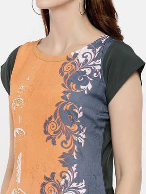 Sky-blue printed crepe kurti 5