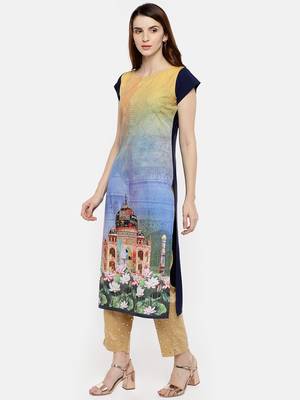 Multicolor printed crepe kurti 1
