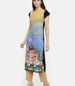 Multicolor printed crepe kurti