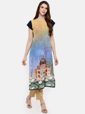 Multicolor printed crepe kurti 2